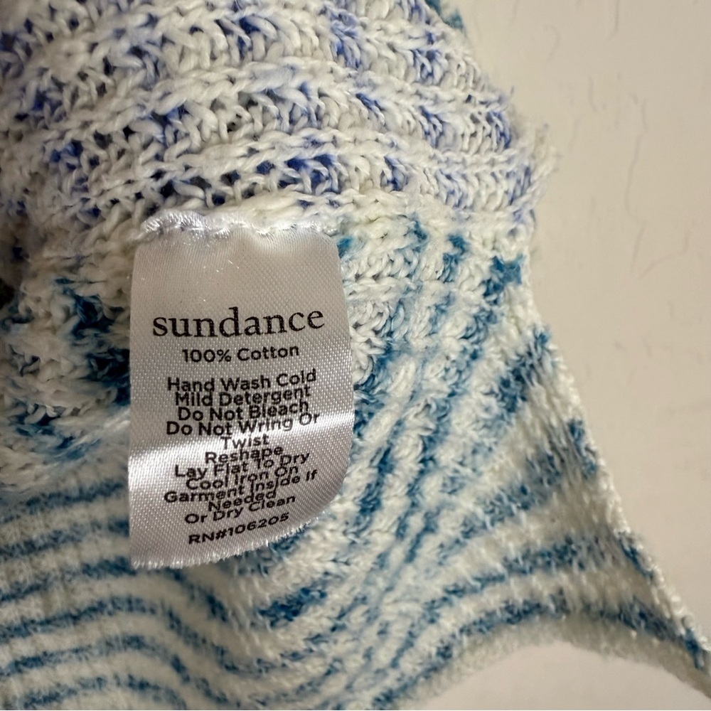 Sundance Journey Joy Open Knit Short-Sleeve Sweater Top Sky Stripe - Picture 8 of 9